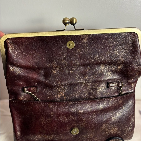 Patricia Nash Brown Convertible Clutch/Shoulder Bag w Kisslock Closure NWOT - Picture 5 of 12